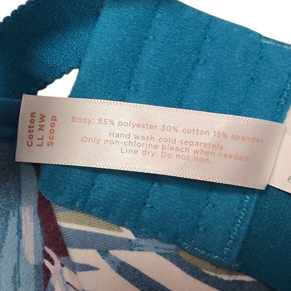 Cacique 42C No Wire Cotton Bra Lightly Lined Comfort Scoop Tropical Leaf Print - Picture 8 of 8